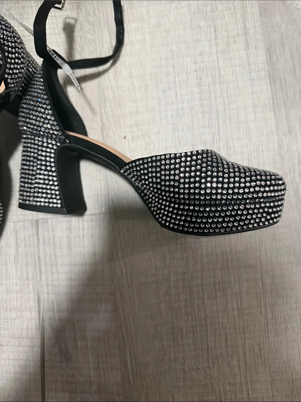 Gianni Bini Black Rhinestone Kids Dress Heels